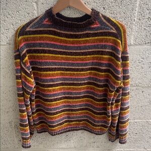 Striped Multicolor Knit Sweater - Brown, Pink & Yellow